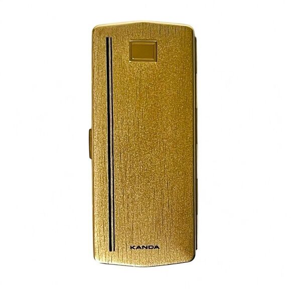 Vintage Kanda Gold Tone Black Details Brown Velvet Interior Replacement Case - Picture 1 of 11